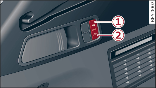 Илл. 153 Фрагмент багажника: кнопка опускания задней части