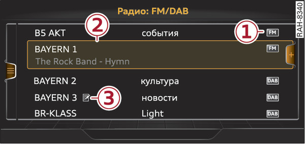 Илл. 239 Список станций FM/DAB