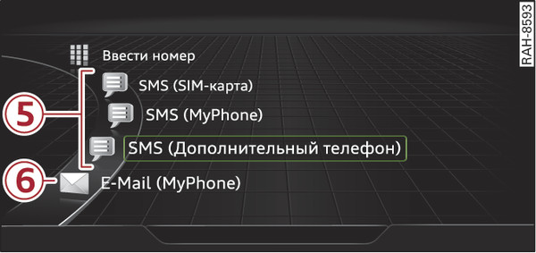 Илл. 210 Пример: другие функции телефона в меню выбора